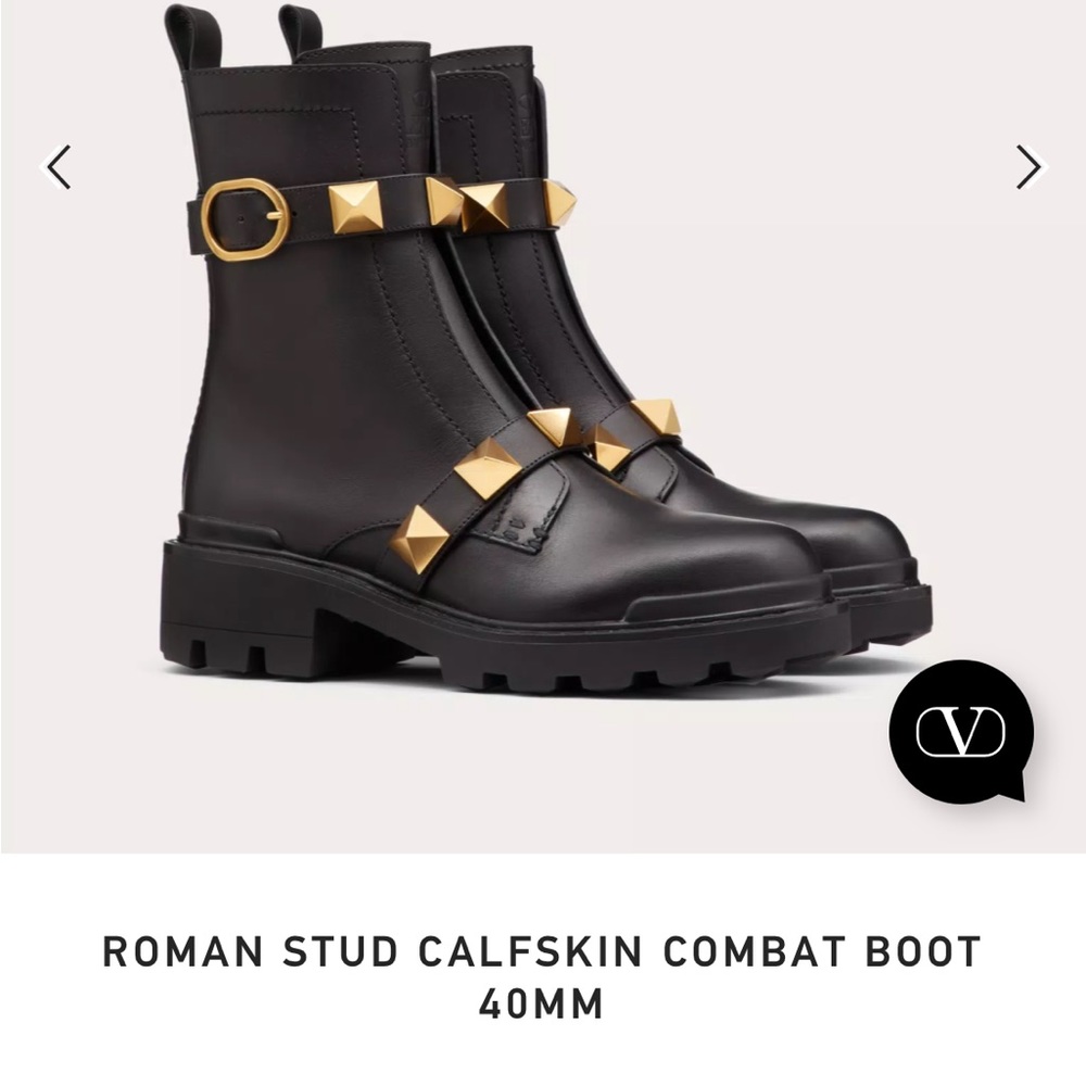 NIB Valentino Black Gold Studded Leather Boots